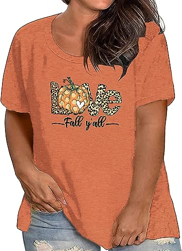 Plus Size Halloween Shirts for Women Pumpkin Graphic Tshirt Oversized Fall Casual Tee Tops2