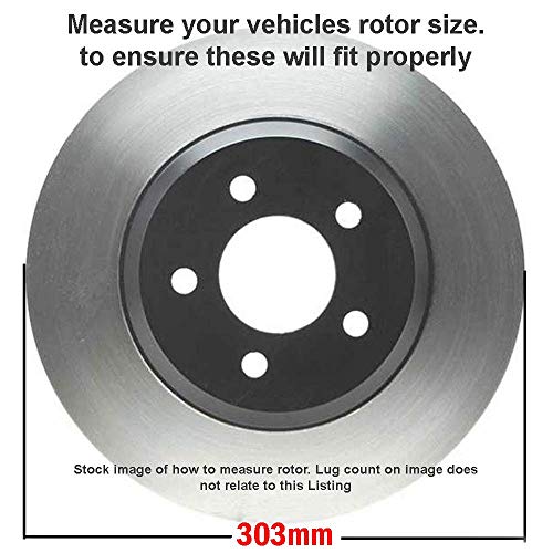 Image of Detroit Axle - Front Brake Kit for 2003-2007 Cadillac CTS | Replacement 2003 2004 2005 2006 2007 Drilled & Slotted Disc Brake Rotors Ceramic Brake Pads: 11.92'' inch Rotor