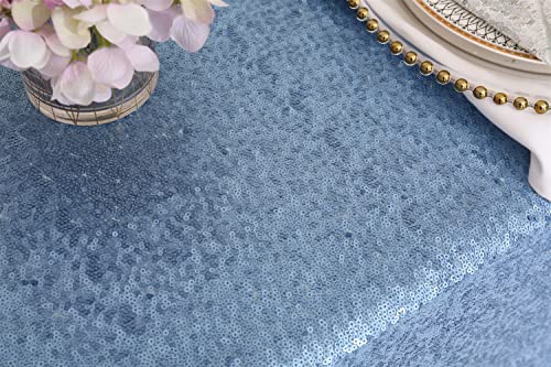 Eternal Beauty Sequin Tablecloths Rectangle Baby Blue 127 x 203 cm for wedding Halloween Chrismas Party Banquet Year’s Day - Image 4