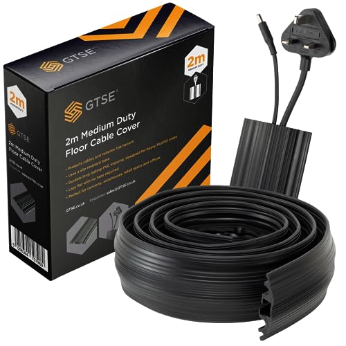 GTSE Floor Cable Cover/Cable Protector Protect Cables and Prevent Trip Hazards Black 2m length Perfect for Offices Schools Factories and Events
