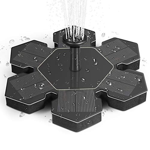 Auka Solar Fountain Pump, 1.4W Free Standing Bird Bath Fountain Pump for Garden and Patio, Solar Panel Kit Water Pump (Black)