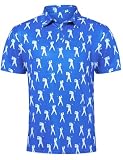 Adovigo Mens Golf Shirt Blue Novelty Crazy Polo T Shirts