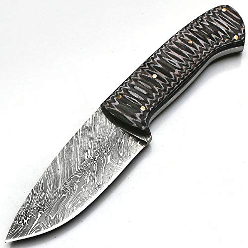 Coltello Artigianale in Acciaio Damasco|Guaina|Damasco Billetta|Formaggio|Cucina Cuoco|Campeggio|Collezione|Pieghevole Tasca