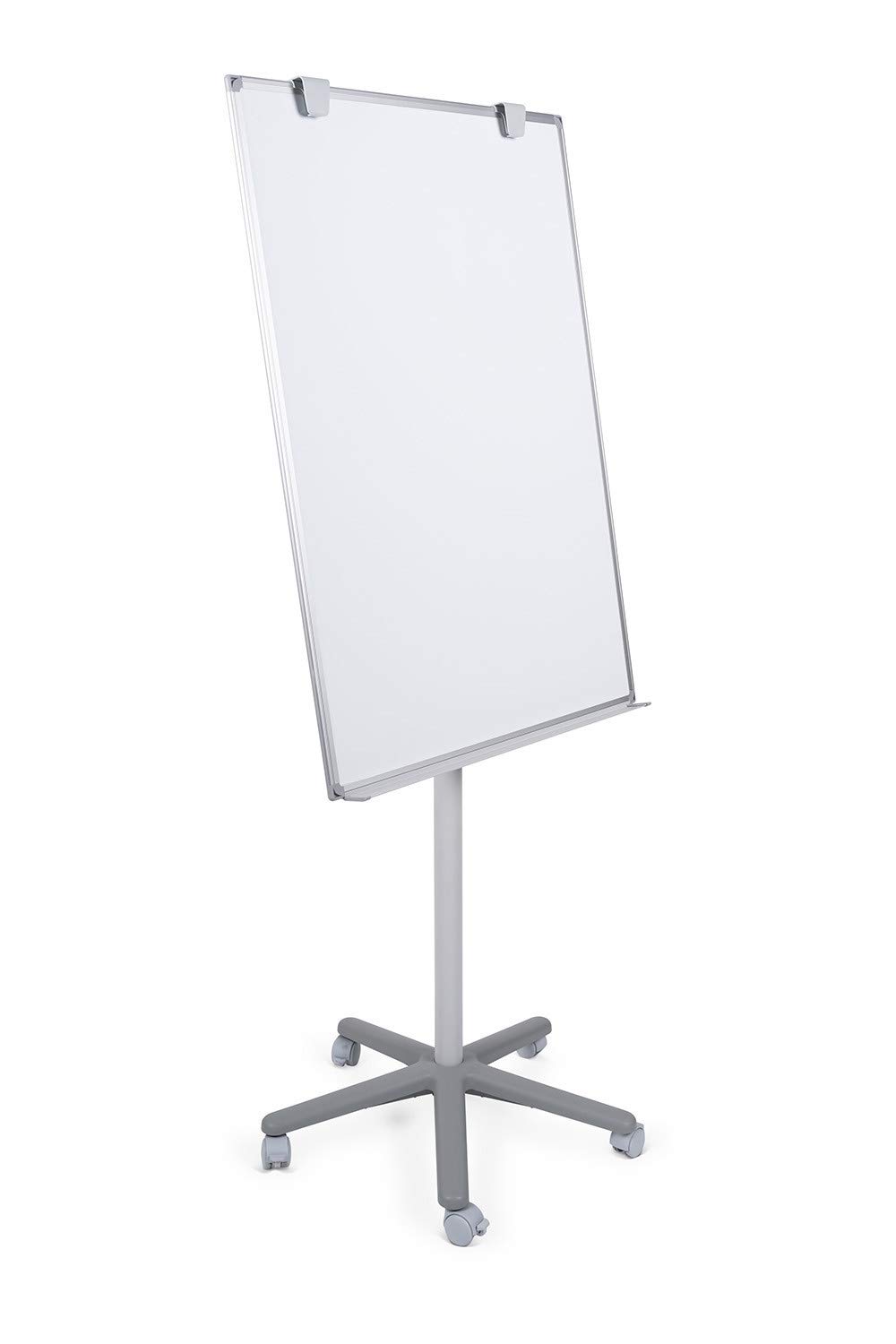 Lavagna Portoblocco Mobile Grigia Con Lavagna Magnetica E Cornice in Aluminio Anodizzato Grigia, Base Portatile Con 5 Rotelle Bloccabile, Dimensione Lavagna Euro - 700 x 1000 mm
