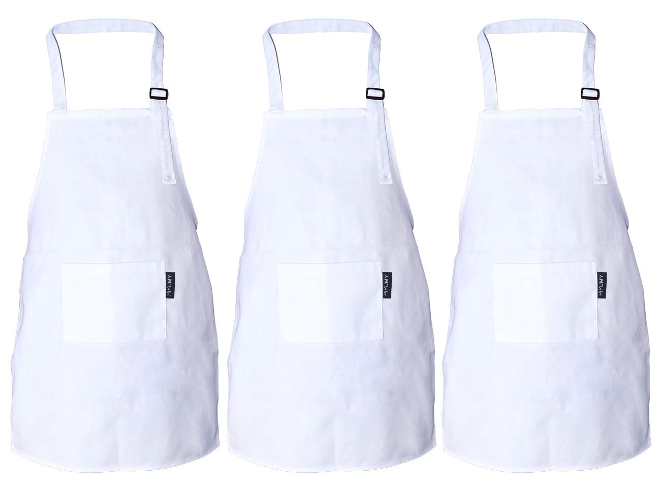 3 Pieces Kid's Apron, Adjustable Cotton Child Bib Apron with 2 Pockets, Kitchen Chef Painting Aprons for Cooking, Art or Craft Projects (White)