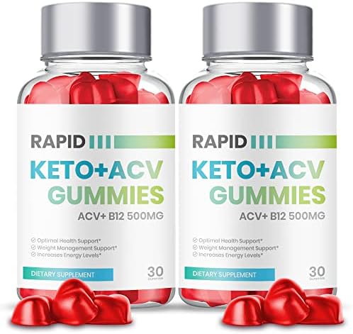 Rapid Keto ACV Gummies, Rapid Keto + ACV Gummies, Weight Management Shark Advanced Formula Maximum Strength (2 Bottles)