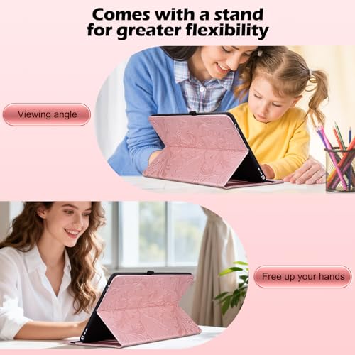 Funda para iPad 10.2 anti caidas con soporte plegable multiangulo rosa 6