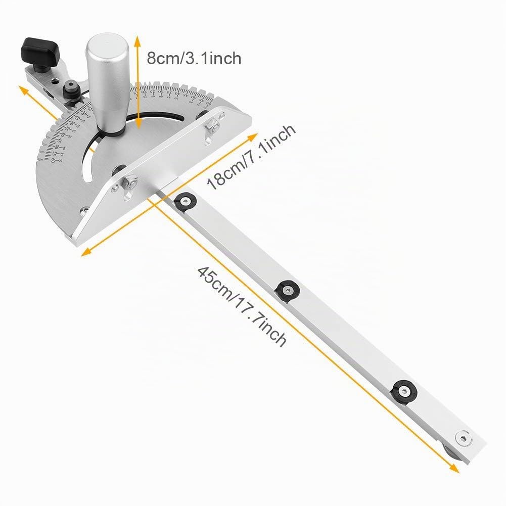 Zebery Gehrungslehre, Holzbearbeitung, verbessertes Zaun-Gehrungslehre-Set, Tischsägen-Fräser, 450 mm Winkelgehrungslehre für Tischsäge/Trimmmaschine