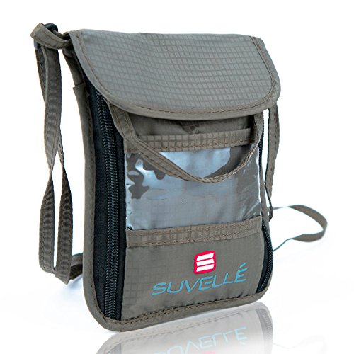 Suvelle RFID Blocking Travel Neck Stash Security Pouch Concealed Passport Holder Anti Theft Hidden Wallet