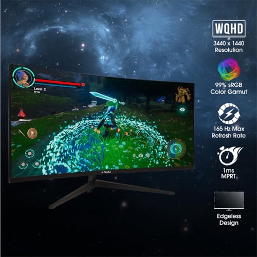 Image of Kado 2-Pack 34 inch 21:9 Ultrawide Curved 1500R 165Hz 2560x1080 Gaming Monitor | AMD FreeSync Premium DisplayPort HDMI, Stacked Gaming Multi-View Split Screen Streaming, VESA Mount Built-in Speakers