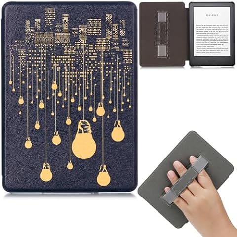 Artyond Case for New Kindle 10th Generation 2019, PU Leather Folio Shell Cover [Hand Strap] with Auto Wake/Sleep Protective Case for Amazon New Kindle 10th Generation 2019 Released, Bulbs Cover