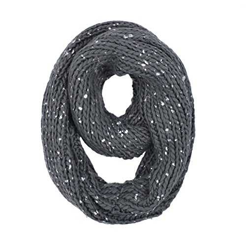 Premium Unique Winter Silver Flakes Rib Knit Soft Infinity Loop Circle Scarf