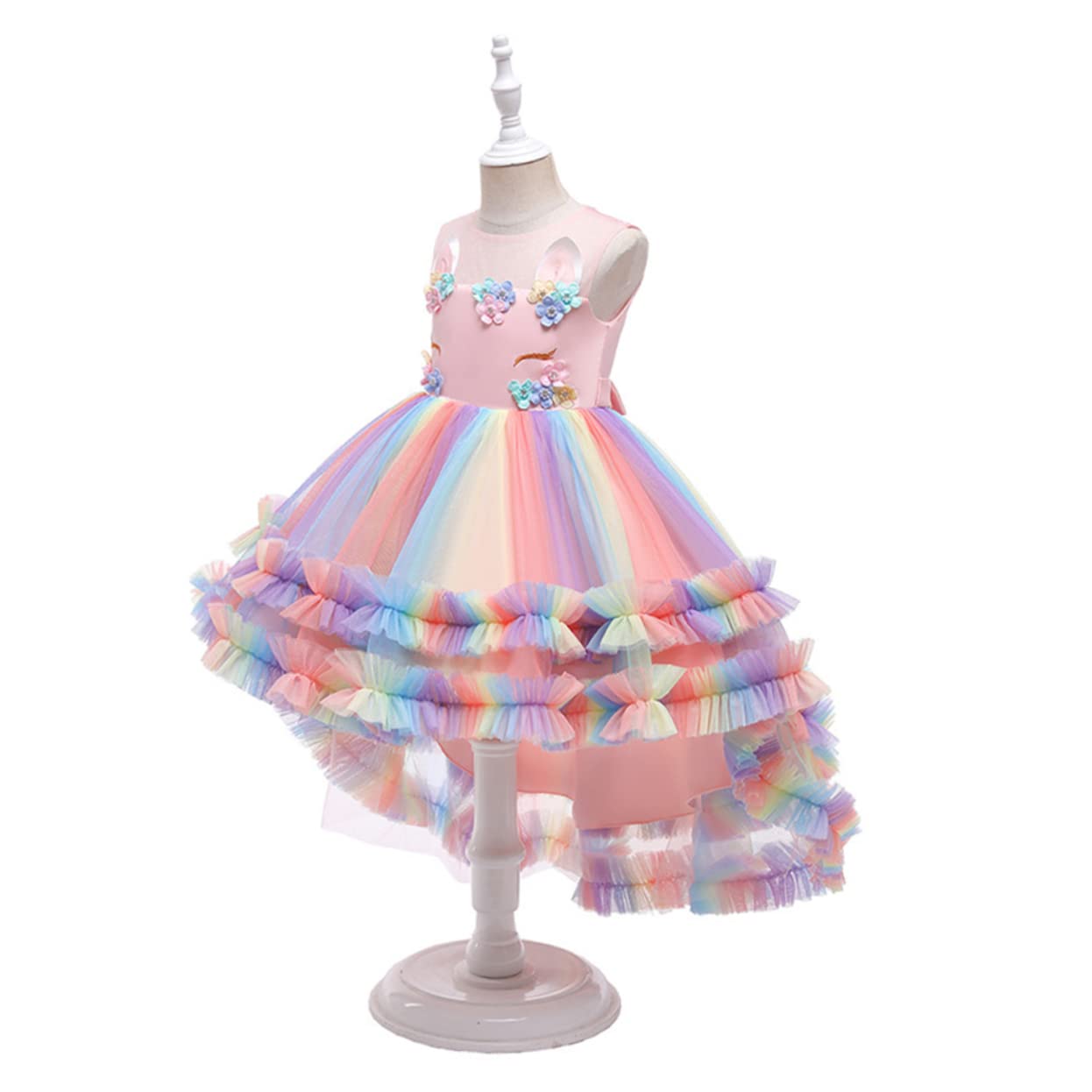 LIFKOME tutù Gonna di Garza per Bambini Costume Cosplay per Feste Abito di Tulle Sottoveste Abito da Festa di Compleanno Vestito di Paillettes per Le Ragazze Cosplay Cotone Rosa