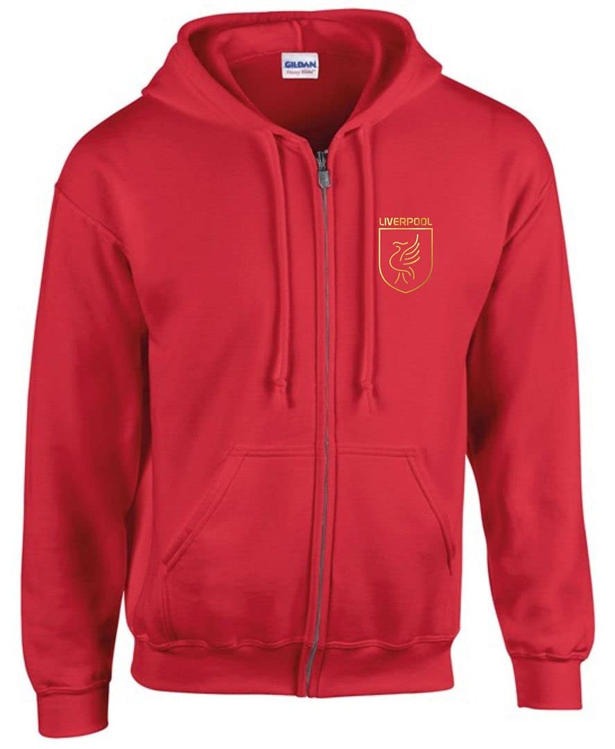 Cyclops Print Liverpool Football LiverBird Crest Design ZIP HOODIE MENS RED MEDIUM