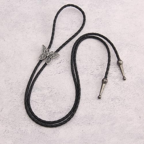 Image of GelConnie Native American Bolo Tie Rodeo Cowboy Leather Necktie Western Necklace Costume Accessories for Men,Women