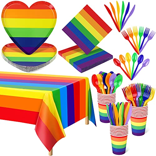 Durony 145-Piece Rainbow Party Supplies Set