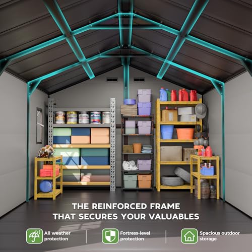 WACASA 10x14 FT Large Resin Plastic Outdoor Storage Shed, Floor Included - Image 4