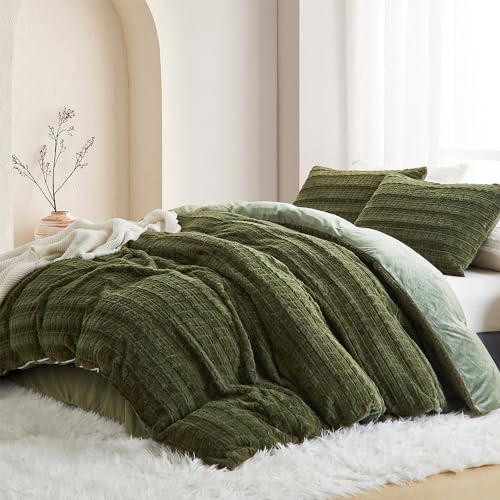 Lanqinglv Plüsch Bettwäsche 135x200 Kunstfell Grün Flauschig Warme Flanell – Ansicht 2