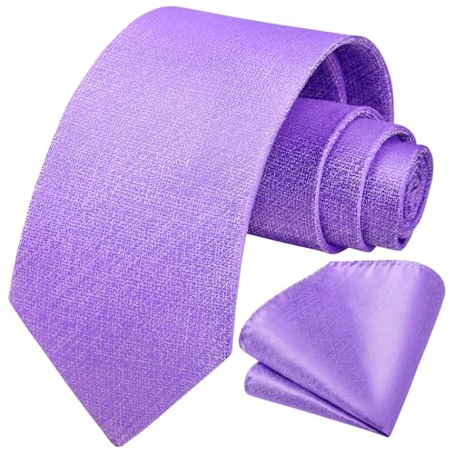 Image of HISDERN Mens Striped Tie and Pocket Square Set Necktie for Men | soft smooth texture, wrinkle-free, neat hand-tied knot, gifting ready, regular 3.4 width, coordinated look, business wedding