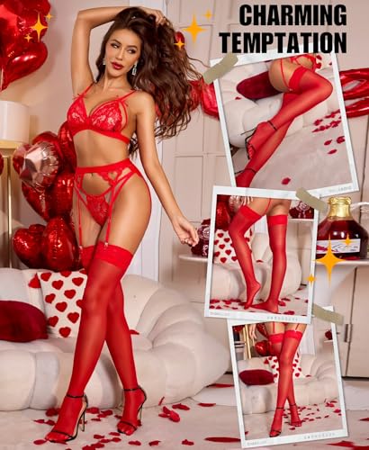 Women's Thigh High Stockings - Silicone Lace Top Sheer Over Knee Stocking2