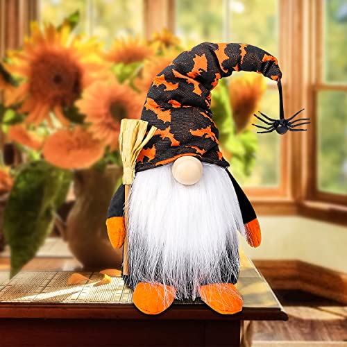 Halloween Wichte Dekorationn,Halloween Gesichtslose Zwergenpuppe Orange Spinne Dekoration,Halloween Wichtel Dekoration Plüschpuppe Gesichtslose Puppe Stehende,Garten, Herbstferien, Halloween Party Cover