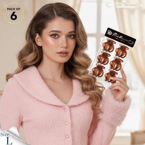 Pinzas de cabello octopus 6 pzas marrón grande miniatura 5