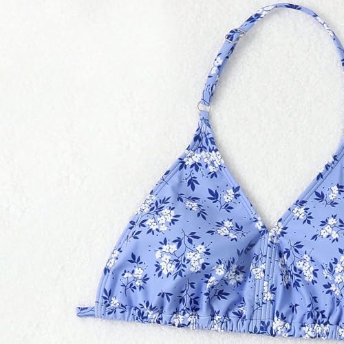 Girl's 3 Piece Halter Bikini Sets Tropical Floral Bathing Suit with Cover Skirt Swimsuit Teen Girls Beach Swimwear4