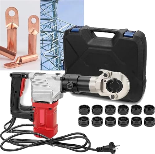 Alicates de crimpado hidráulicos a batería de 2200 W, botón de reinicio + crimpadora Reversible a batería, para crimpado de terminales de Cobre y Aluminio