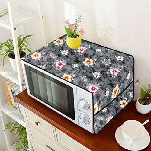 Image of Wings Star Oven Top Cover for LG 21 Litre Convection Microwave Oven MC2146BL Black - Microwave Top Cover with 4 Utility Pockets and 1 Oven Handle Cover KUM87