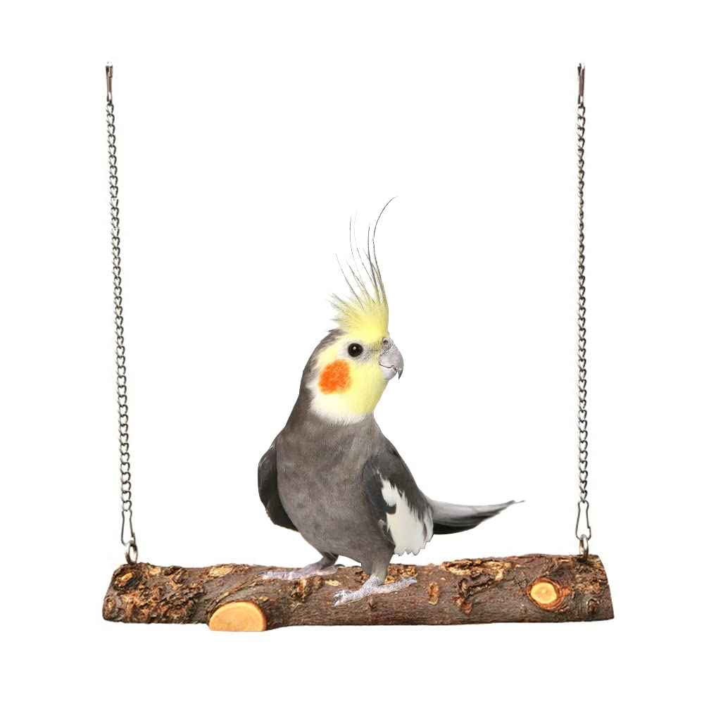 Uccello in Legno Naturale per Pappagalli, Giocattoli per Uccelli, Appeso Altalena Giocattoli, Trespolo per Pappagalli, Per Gabbie per Uccelli, Accessori per Parrocchetti, Parrocchetti, Canarini