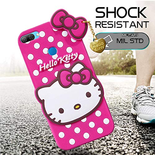 Image of Unirock Hello Kitty Back Case Cover for Honor 9N| 3D Cute Hello Kitty Case |Soft Silicone Rubber Back Cover with Pendant Kitty Cover for Honor 9N (Pink)