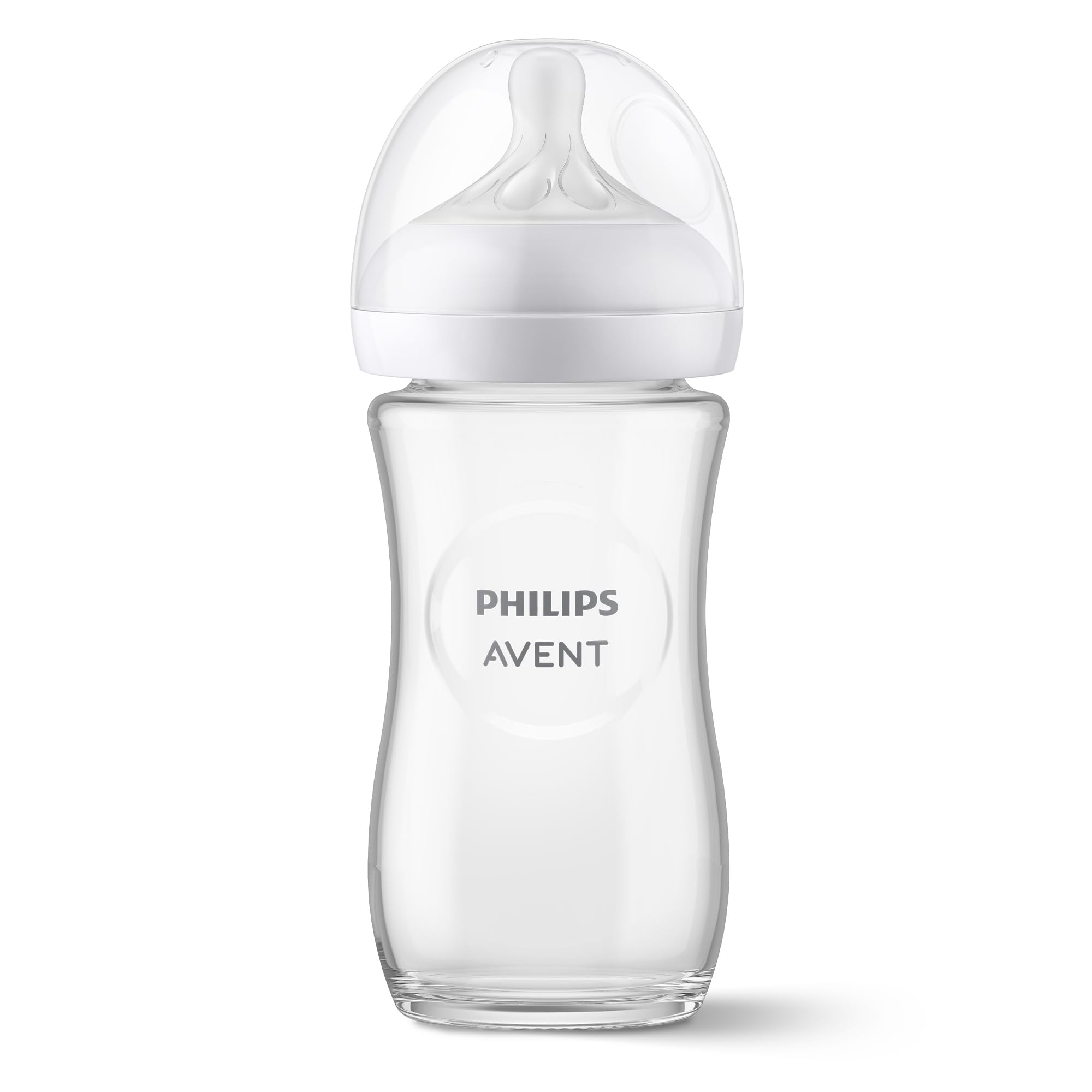 Philips Avent Doğal Tepkili Cam Biberon, 240 ml, 1 Ay+, Akıtmaz Emzik, Kolik ve Gaz Önleyici, BPA İçermez, SCY933/01
