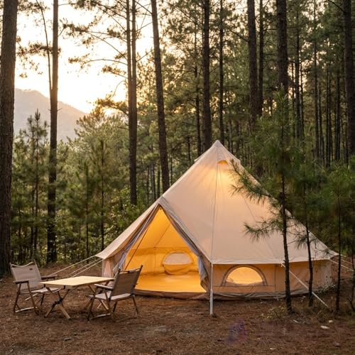 Carpa Yurt para Camping, 6-8 Personas, Beige, Tela Oxford 300D miniatura 4