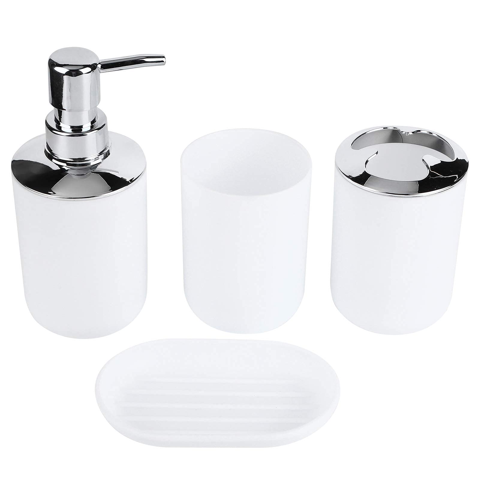 Ensemble accessoires de salle de bain blanc 4 pièces en plastique