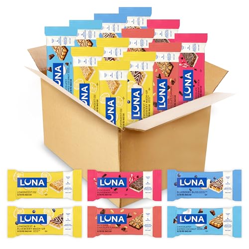 LUNA Bar - Variety Pack - 6 Flavors - Gluten Free Snack Bars - Non-GMO - Protein Bars - Made with Organic Oats (12 Pack)