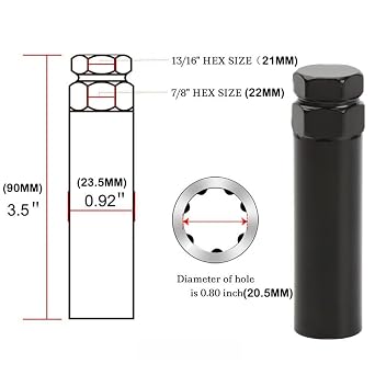 6 Point Spline Lug Nut Key Tuner Socket Tool