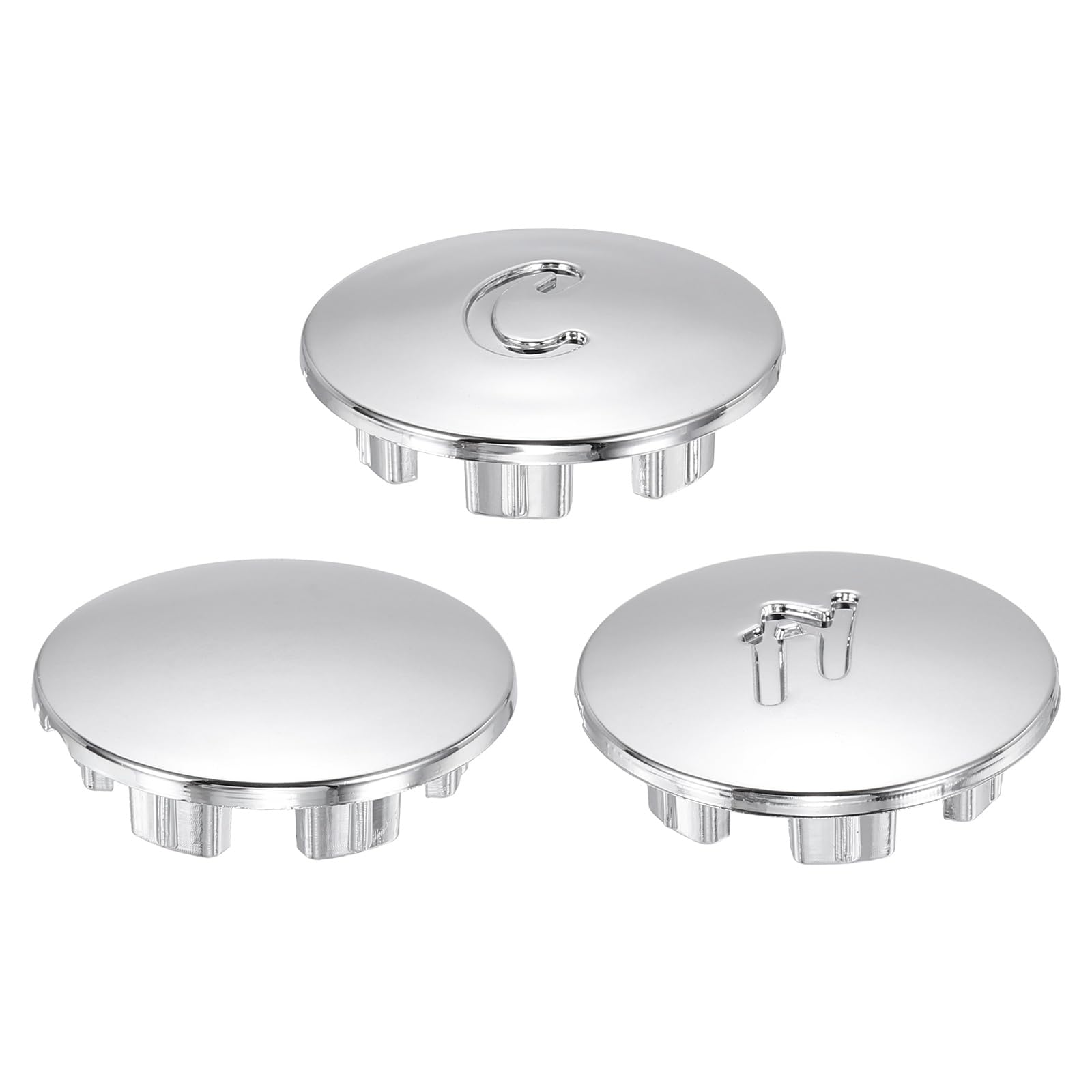 sourcing map 3Pcs Faucet Index Buttons, 3/4" Inner Diameter Faucet Handles Button Acrylic Hot and Cold Sink Knob Replacement Handle Cap for Bathroom Kitchen, Silver