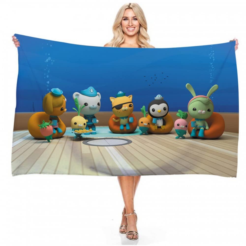 IMFLY Octonuts Beach Towel for Children, Gift Children's Towel for Boys and Girls, Children's Beach Towel with Hood, Soft and Absorbent, Bath Towel (D, 90 x 180 cm)