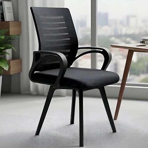 Image of MRC Boom Fix Ergonomic Office Chair - Breathable Mid-Back Mesh Desk Chair with Contoured Armrests, Comfortable Padded Seat - Modern Task Chair for Home Office and Study (Black)