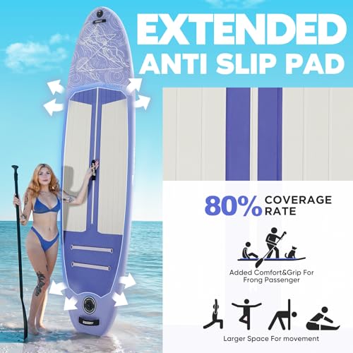 Image of Inflatable Paddle Board, Stand Up Paddle Board | Stable Design with Non-Slip Comfort Deck, Portable Travel Paddle Board