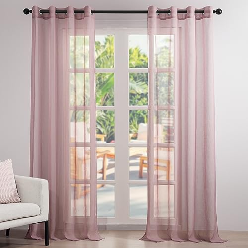 Topfinel Stores Gardinen Rosa mit Ösen Vorhänge Transparente Dekoschal...