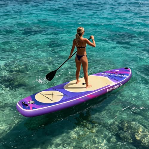 Image of Inflatable Stand Up Paddle Board Extra Wide SUP Board with Removable Fin with Premium SUP Paddle Board Accessories, Wide Stable Design, Non-Slip Comfort Deck for Youth & Adults