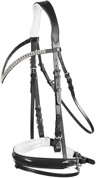HORZE Grayson Classic Leather Ergonomic Snaffle Dressage Bridle with Detachable Flash
