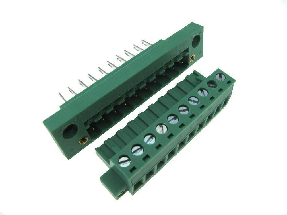 HQ 10-Pin 5.08mm Screw Terminal Block Plug Shrouded Flange - Panel Mount