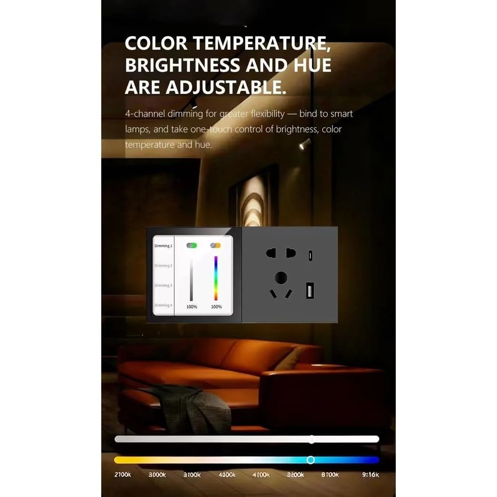 Tuya Zigbee Multifunktionaler 4-Touchscreen-Szenenschalter Dimmerschalter Benutzerdefinierter Text Mehrsprachig-EU-Stecker