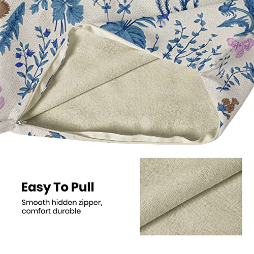 Image of AEIOAE Summer Pillow Covers 18x18 Inch Set of 2,Blue Wild Flower Plant Throw Pillows Case,Seasonal Floral Outdoor Decorative Square Linen Farmhouse Decor Cushion Covers for Home Sofa Bed Couch