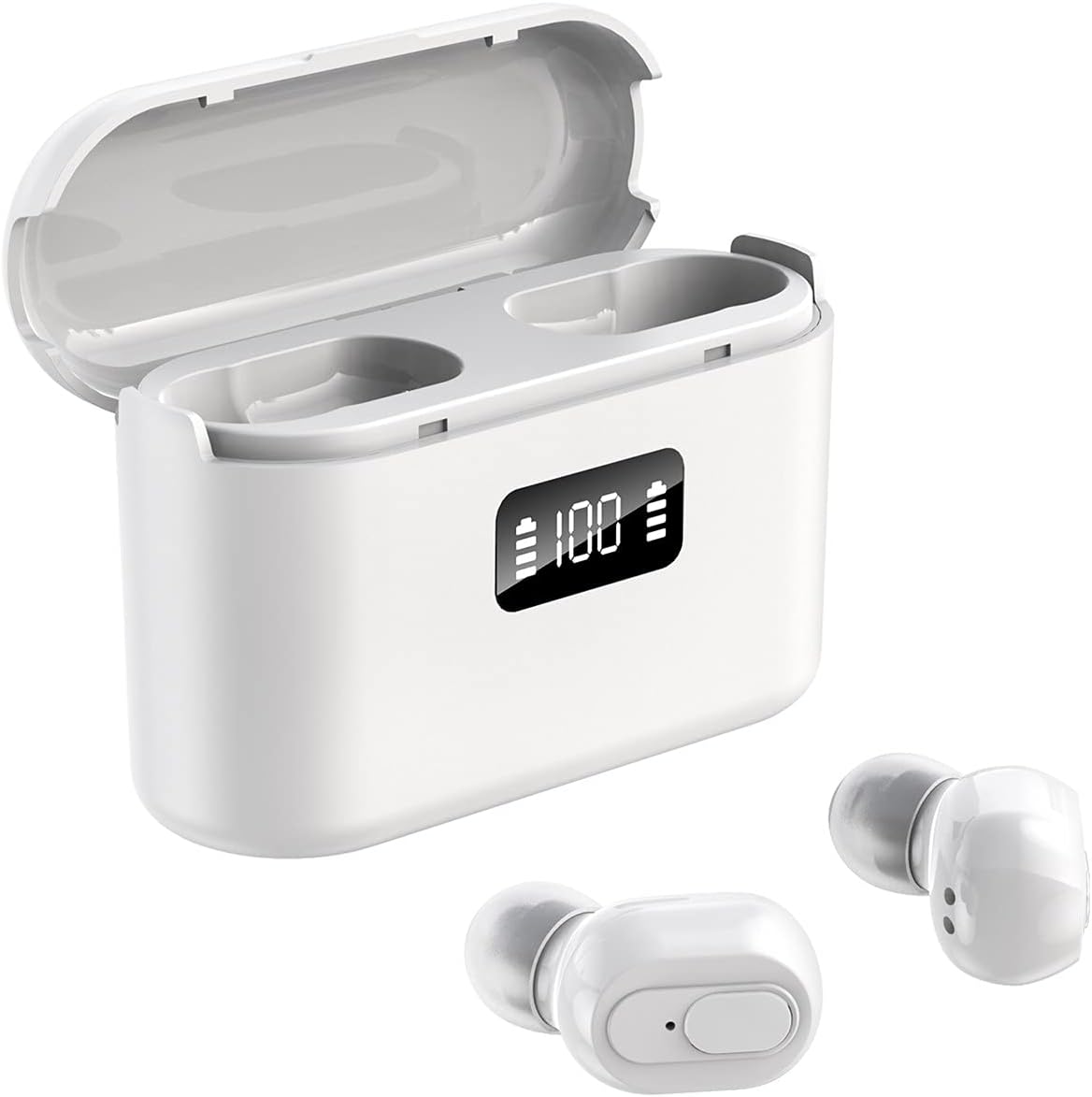 Auriculares de Sonido Premium, Auriculares Bluetooth, Pantalla Digital inalámbrica, reducción de Ruido, música, Auriculares estéreo HD 9D (Blanco, Talla única)