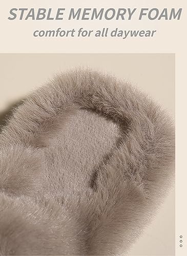 Women’s Fuzzy Memory Foam Slippers Soft House Slippers Cross Band Cozy Plush Furry Warm Home Slippers Fluffy Open Toe House Shoes Comfy Indoor Outdoor Slide Slipper Best Gift Idea4