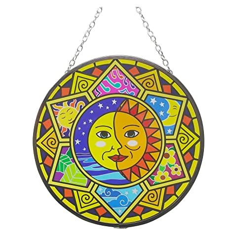 Hand Painted Glass Sun Catcher with Chain Cover