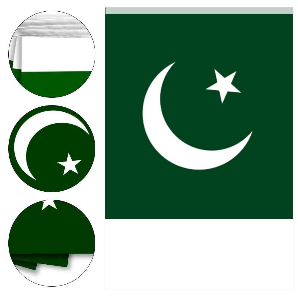 Pakistan Bunting 30pcs Pakistan Flag Triangle Decoration Fabric for Football Patriotic Festivals and Celebrations Party National Day Sports Bars Street 10m/33ft Indoor Outdoor - Image 4